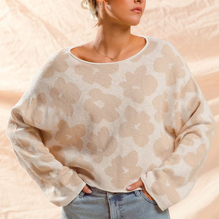 Loose Fit Flower Lightweight Sweater