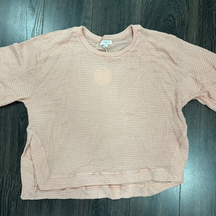 Waffle Knit 3/4 Sleeve Round Neck Top