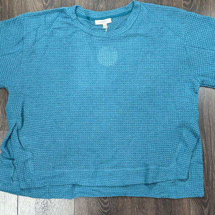 Waffle Knit 3/4 Sleeve Round Neck Top