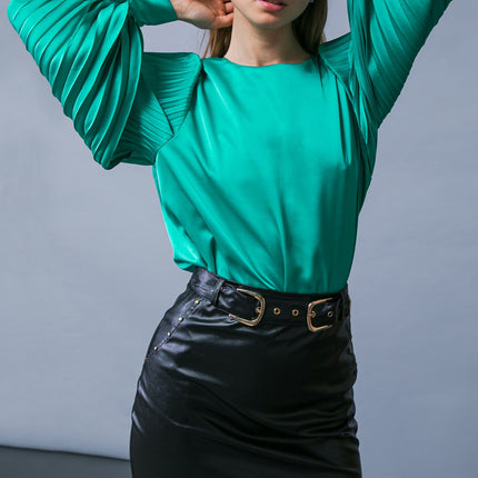 Flying Tomato Pleated Teal Blouse