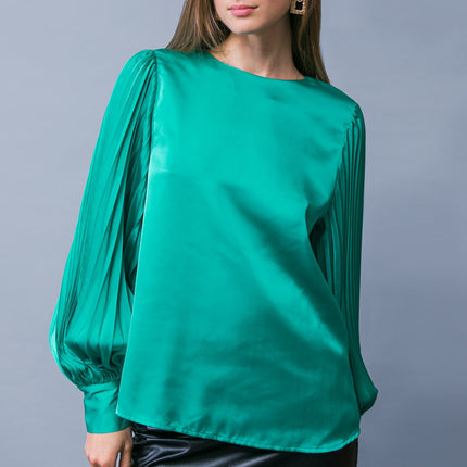 Flying Tomato Pleated Teal Blouse