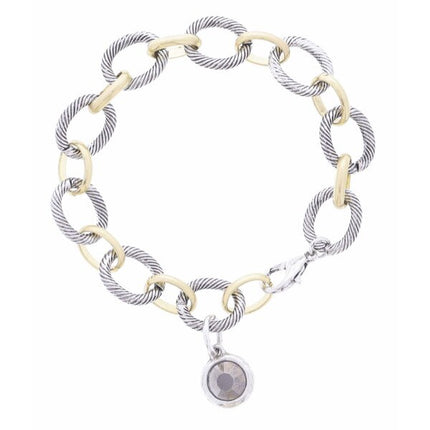 Jane Marie ANTIQUE 2-TONE TWIST TEXTURED CABLE CHAIN WITH HEMATITE CRYSTAL BRACELET