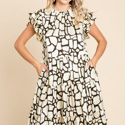 Satin Print Dress with Pockets