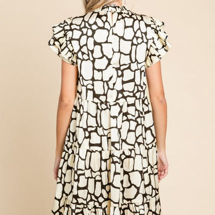 Satin Print Dress with Pockets