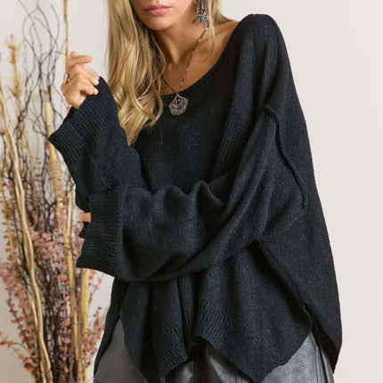 Drop Shoulder Loose Fit Sweater