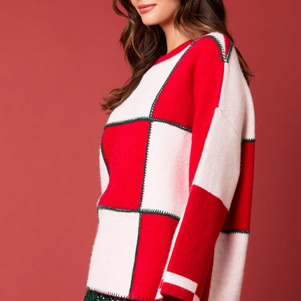 Peach Love Color Block Sweater