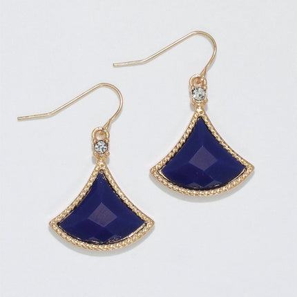 Periwinkle Earrings - Gold Triangle with Navy