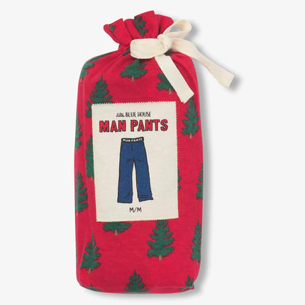 Man Pants Trees on Red