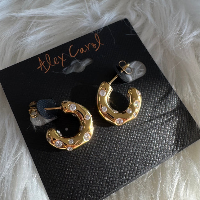 Open Hoop with Cz Earrings Gold