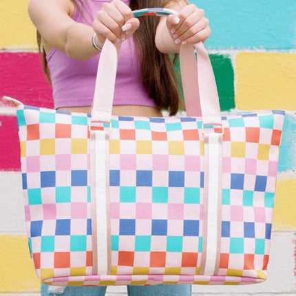 KatyDid MultiColored Checkered Tote