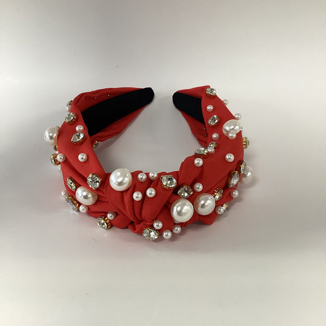 Pearl & Crystal Studded Knotted Headband