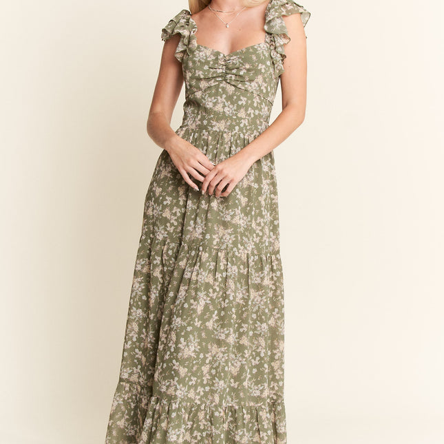 Ruffle Sleeve Tiered Maxi Dress
