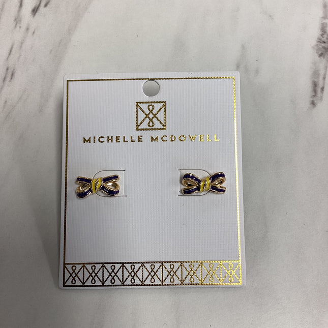 Purple and Gold Bow Earrings
