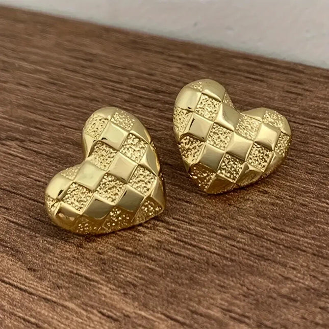 Retro French Heart Gold Earrings