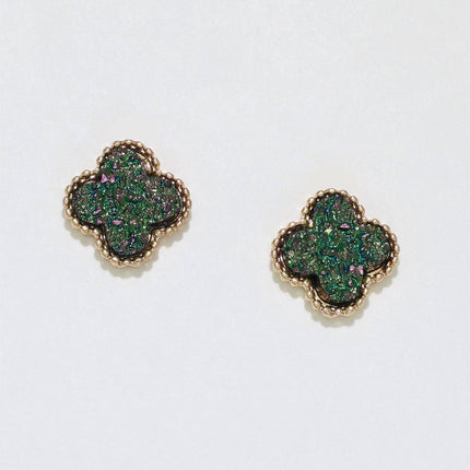 Periwinkle Clover In Green Druzy