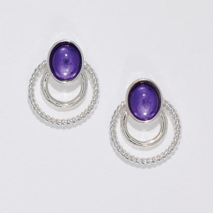 Silver Rings w/Purple Crystal earrings