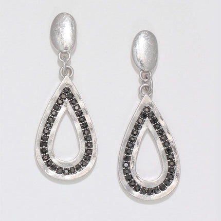 Silver w/Gray Crystals Earrings