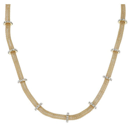 Jane Marie Gold Round Mesh Chain W/ Crystal Ring Necklace