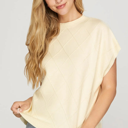 Drop Shoulder Mock Neck Sweater Vest