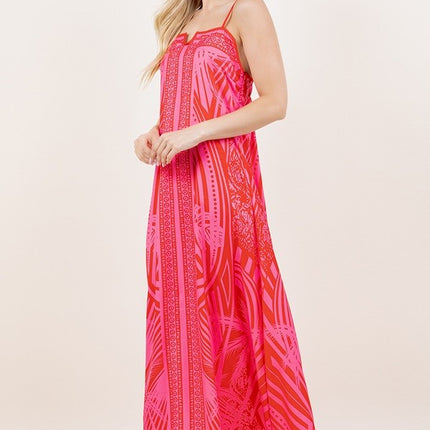 Pink Palm Printed Maxi Dress