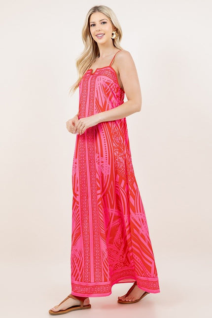 Pink Palm Printed Maxi Dress