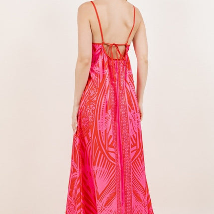 Pink Palm Printed Maxi Dress