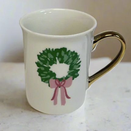 Rosy Wreaths Gold Handle Mug