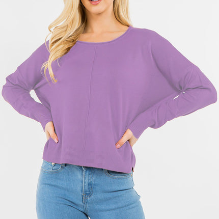 Seam Front Round Neck Pullover