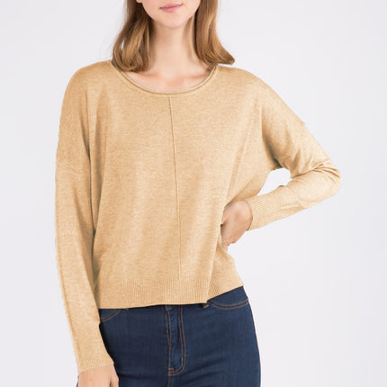 Seam Front Round Neck Pullover