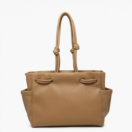 Skylar Knotted Handle Tote: Brown