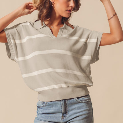 Stripe Lightweight Knit Pullover Top