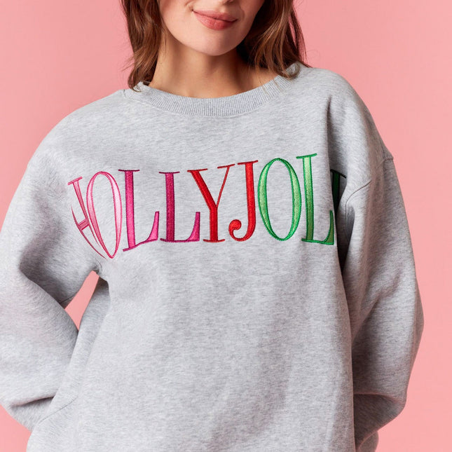 Holly Jolly Embroidered Crewneck