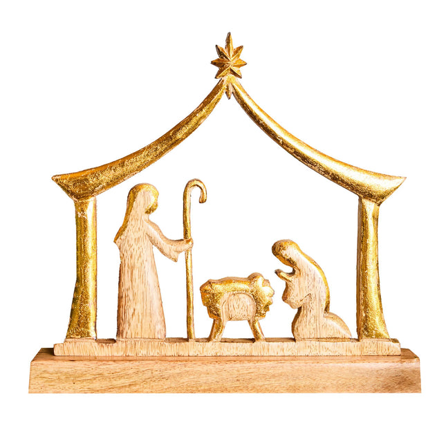 Manger Nativity Wood Figurine