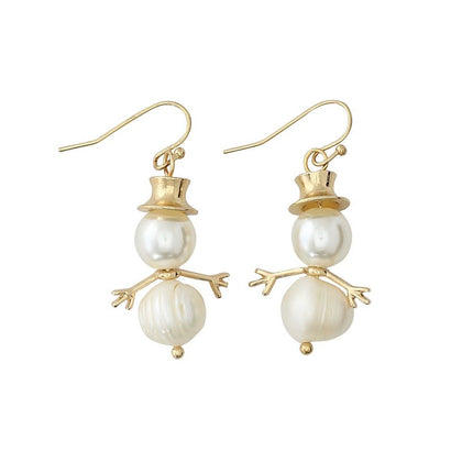 Periwinkle Gold Pearl Snowmen