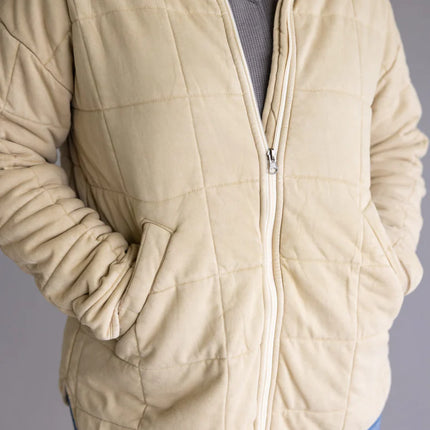 Beige Lightweight Quilted Garment Washed Jacket