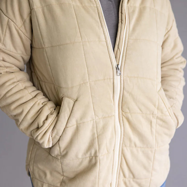 Beige Lightweight Quilted Garment Washed Jacket