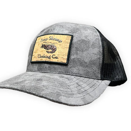 Grey Camo Suede Trucker Hat