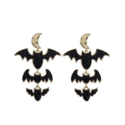 Hanging bat earrings