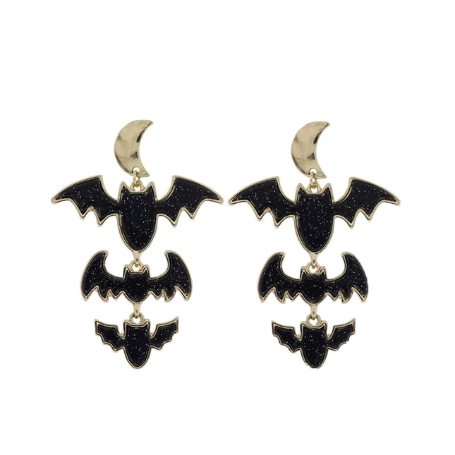 Hanging bat earrings