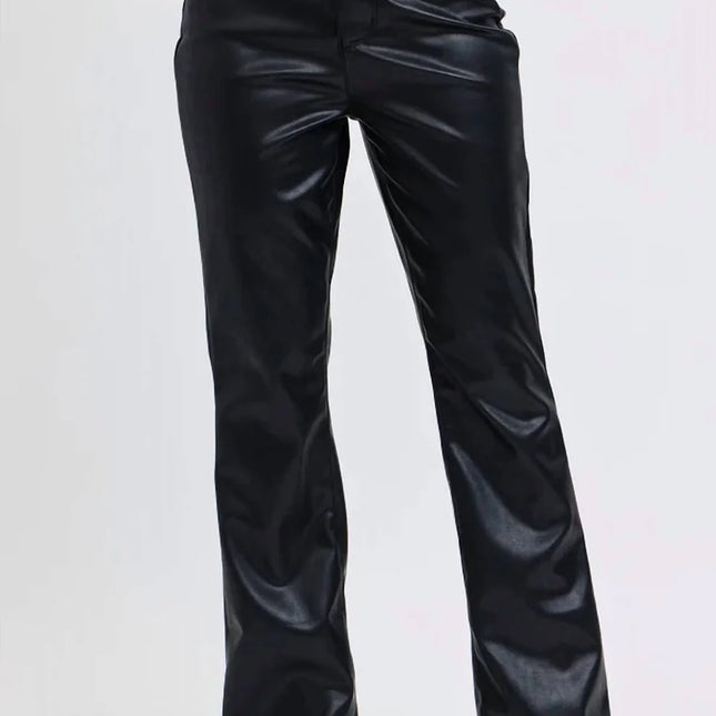 High Waisted Tummy Control Faux Leather Bootcut