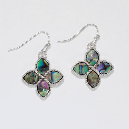 Abalone flowers with crystals Earrings