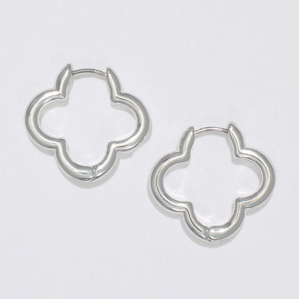 Chic Silver Hinged Clover Earrings