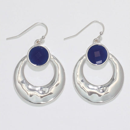 Silver Drops Navy Earrings