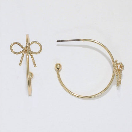 Adorable Gold Bows in Hoop Earrings