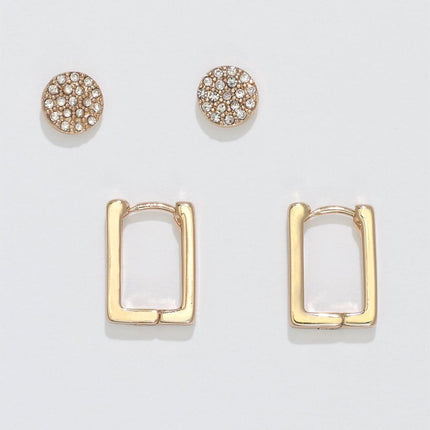 Crystal & Gold Rectangle studs