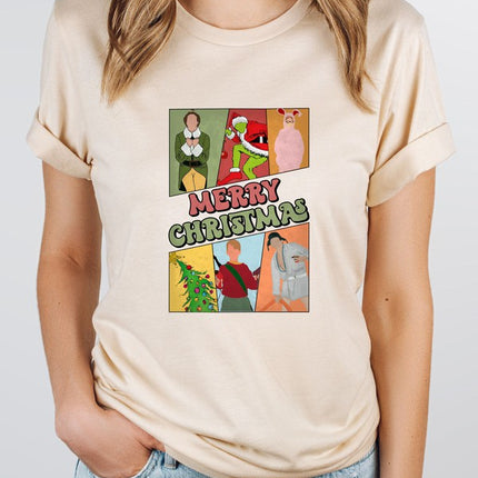 Retro Characters Merry Christmas Graphic Tee