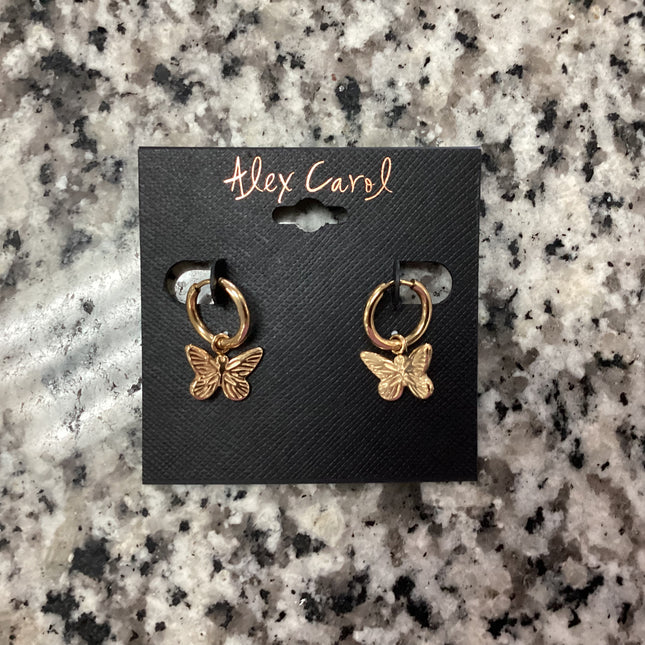 Gold Butterfly Dangle Earrings