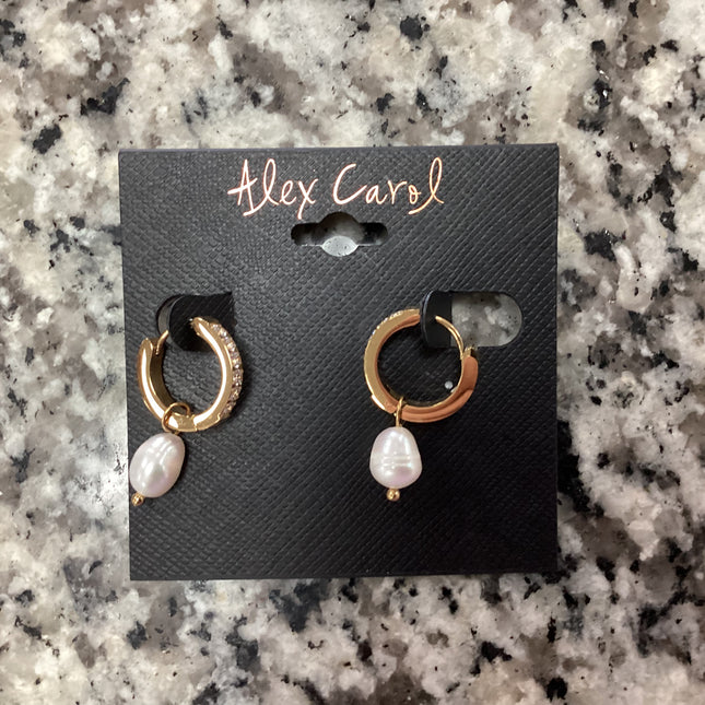 Gold Pearl Hoop Earrings