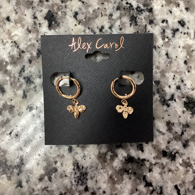 Gold Bee Dangle Earrings