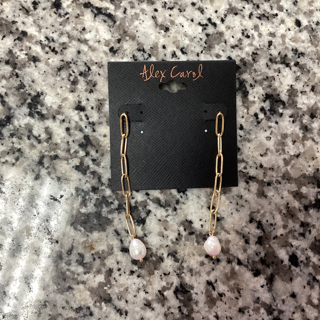 Paperclip Clip With Pearl Dangle Earrings